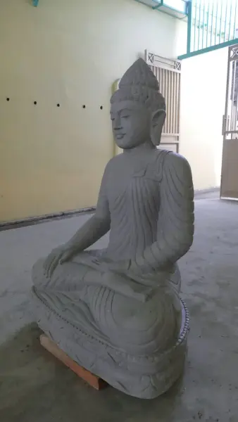 Product image 7 of the product “Seated Buddha made of Riverstone in Bhumisparsha - gesture of touching the earth. 125 cm height. ”